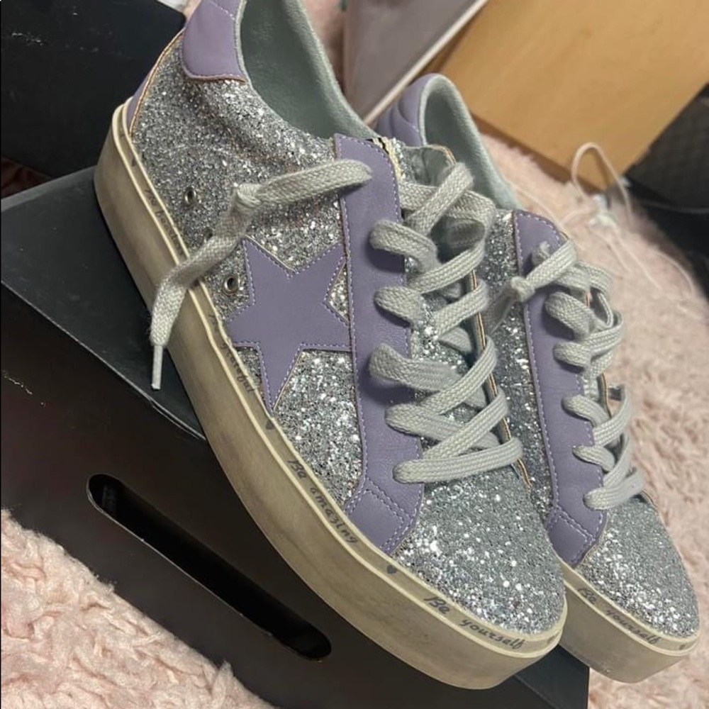 Platform sneakers w glitter! Never been worn. Paid $100, asking $50 obo